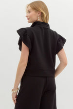 Black Ruffle Sleeve Top