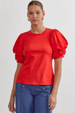 Red Bubble Sleeve Top