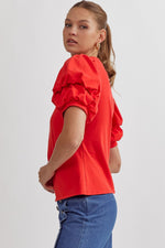 Red Bubble Sleeve Top