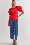 Red Bubble Sleeve Top