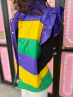 Mardi Gras Ruffle Puffer Vest