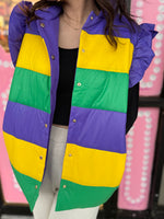 Mardi Gras Ruffle Puffer Vest