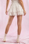 White Lace Ruffle Mini Skirt