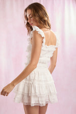 White Lace Ruffle Mini Skirt