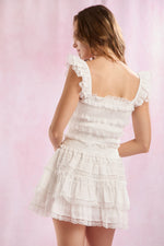 White Lace Ruffle Mini Skirt