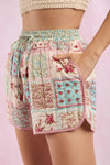 Patchwork Print Quilted Shorts