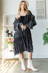 Oli & Hali Washed Ruffle Duster - Black JJ0089S