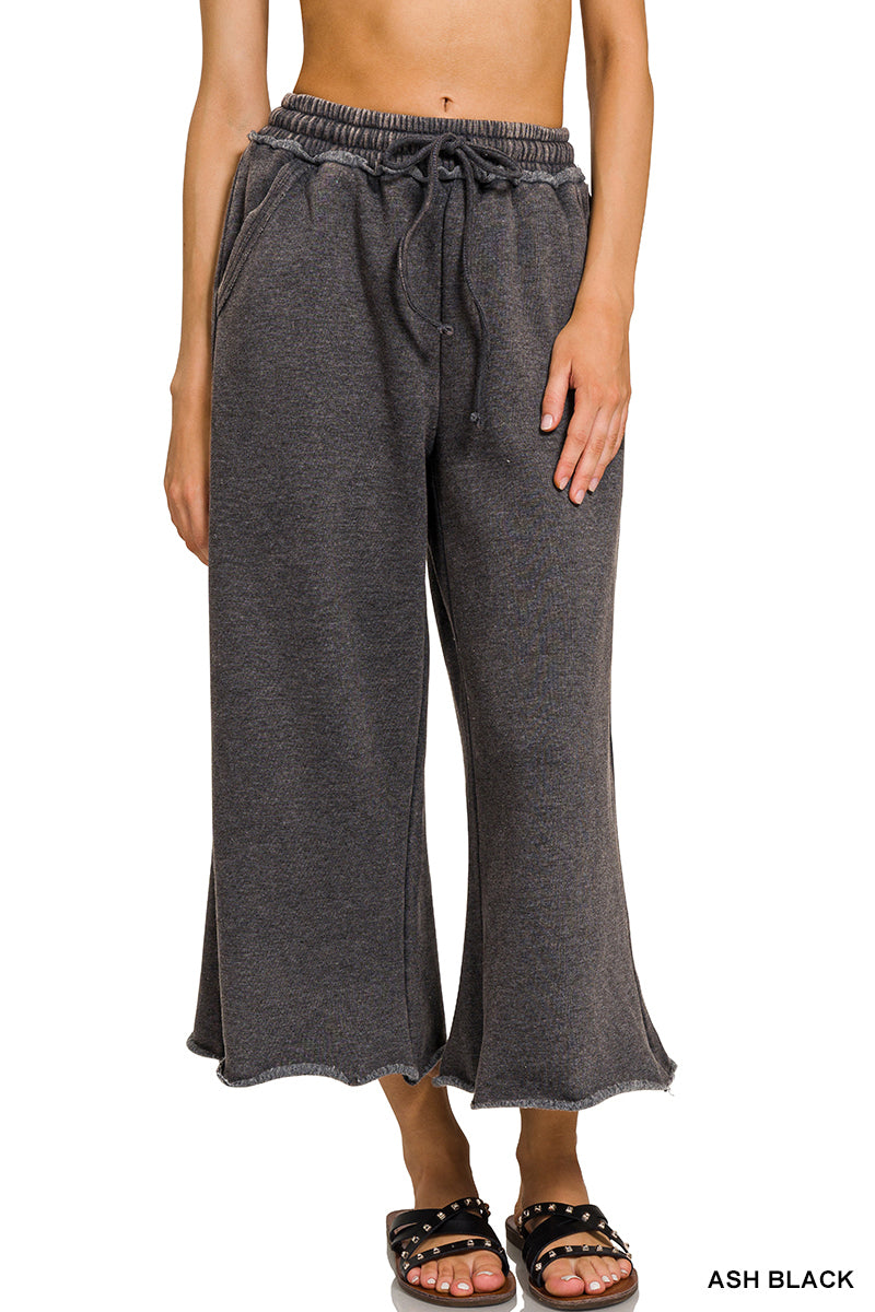 Ash Black Acid Wash Palazzo Sweatpants