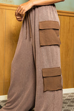 Brown Wide Leg Cargo Pants