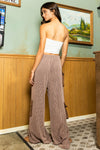 Brown Wide Leg Cargo Pants