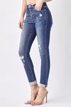 Risen Cher Button Fly Roll Up Skinny Jeans