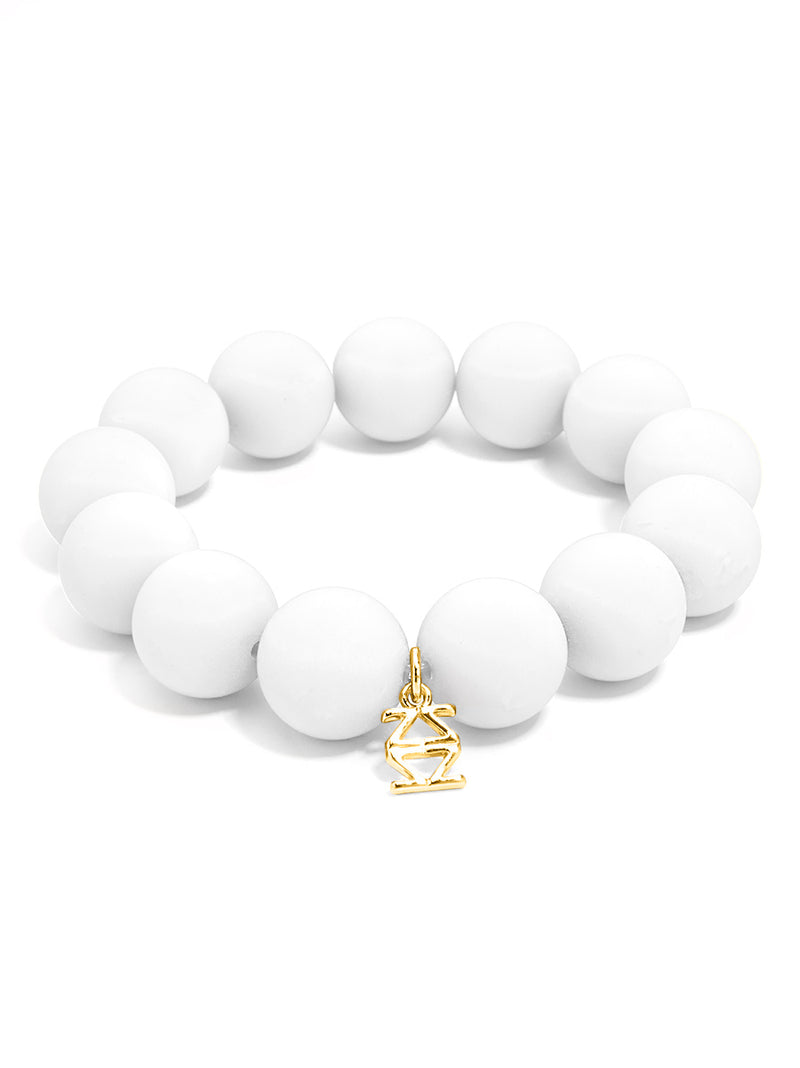 Zenzii Chunky Matte Beaded Stretch Bracelet - White