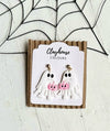 Pink Halloween Earrings: Ghost with Pumpkins