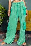 Green Wide Leg Cargo Pants