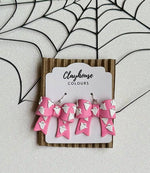 Pink Halloween Earrings : Pink Ghost Bows