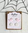 Pink Halloween Earrings: Ghost with Pumpkins