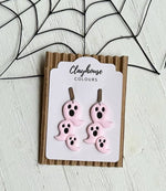 Pink Halloween Earrings: Ghost with Pumpkins