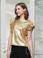 Gold Metallic Ruffled Top