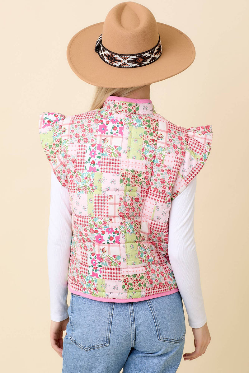 Pink Patchwork Quilted Vest