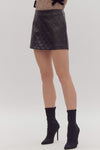 Black Quilted Faux Leather Skort