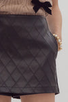 Black Quilted Faux Leather Skort