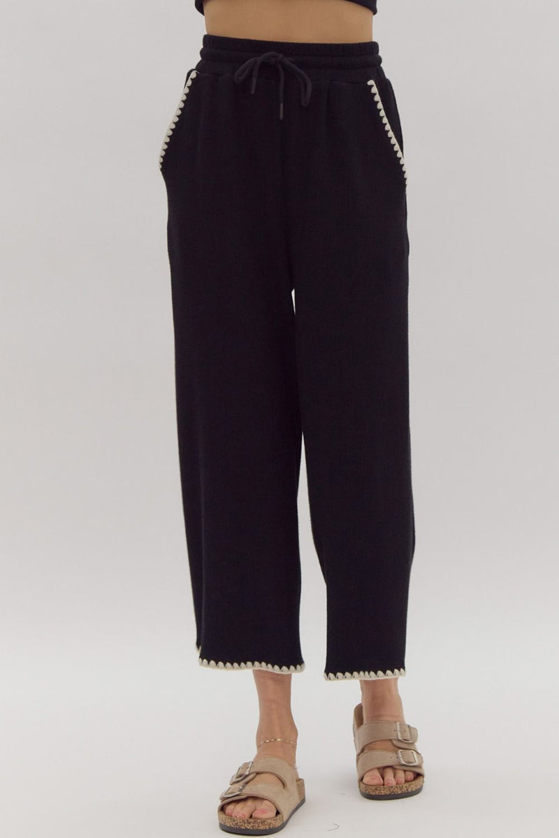 Stitch Detail Pants - Black