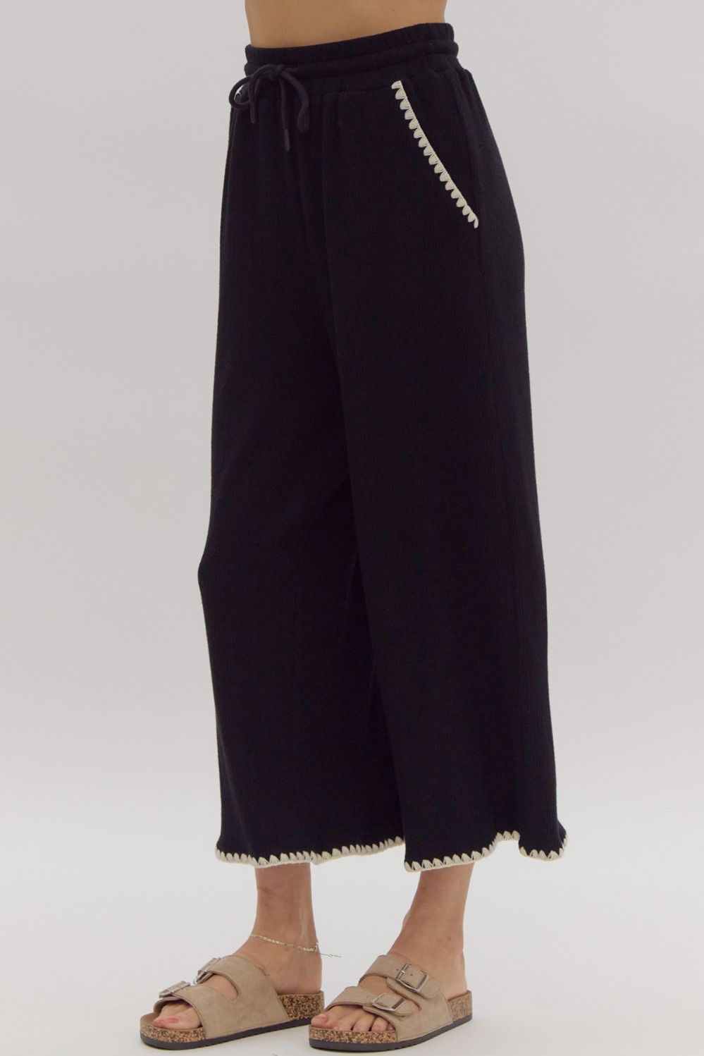 Stitch Detail Pants - Black