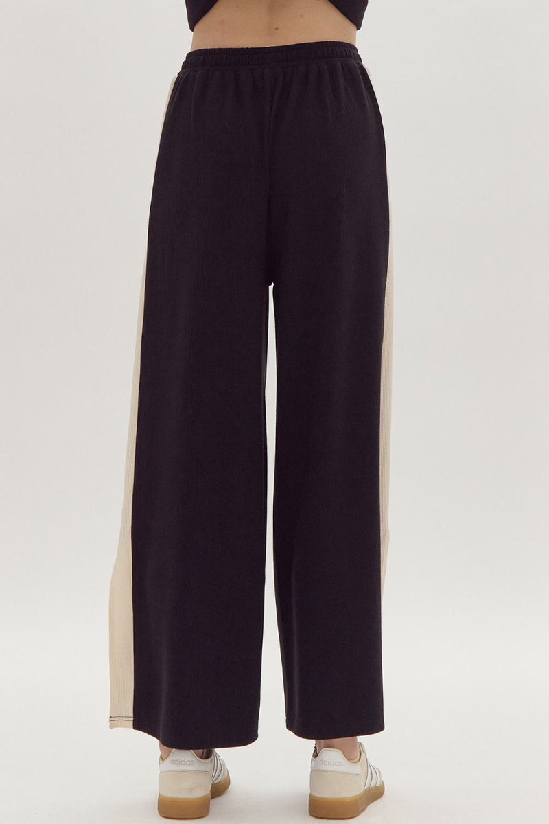 Back Ribbed Wide Legged Pants