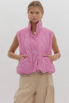 Bubble Gum Quilted Scalloped Vest