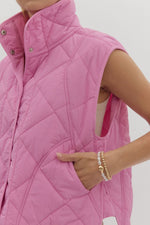 Bubble Gum Quilted Scalloped Vest