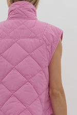 Bubble Gum Quilted Scalloped Vest