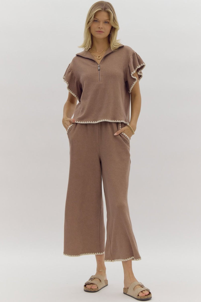 Stitch Detail Pants - Mocha