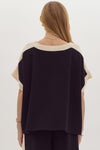 Black Ribbed Boat Neck Top