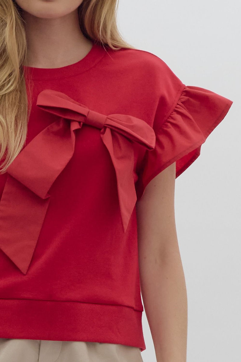 Ribbon Detail Top - Red