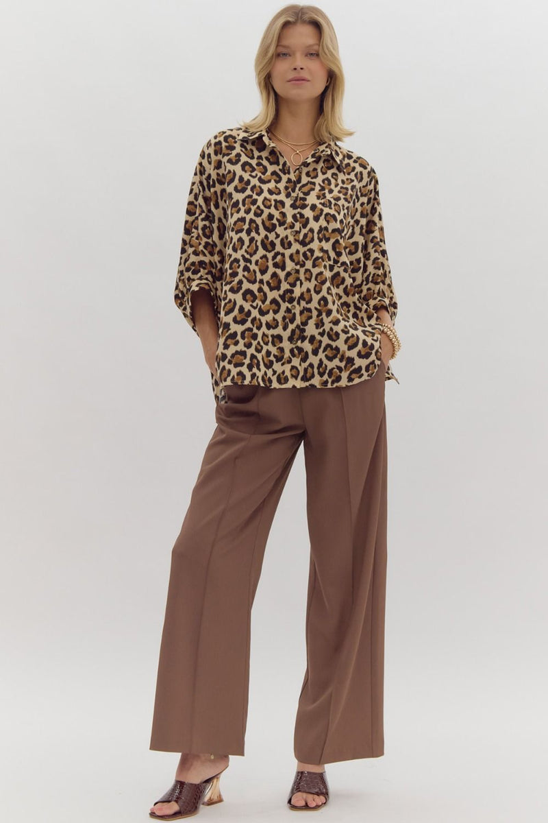 Cheetah Print Collared Top