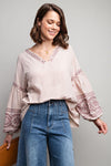 Linen Gauze Embroidered Top