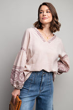 Linen Gauze Embroidered Top