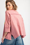 Star Patch Washed Cotton Slub Top - Dusty Rose