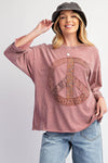 Peace Patch Front Jersey Top - Mauve