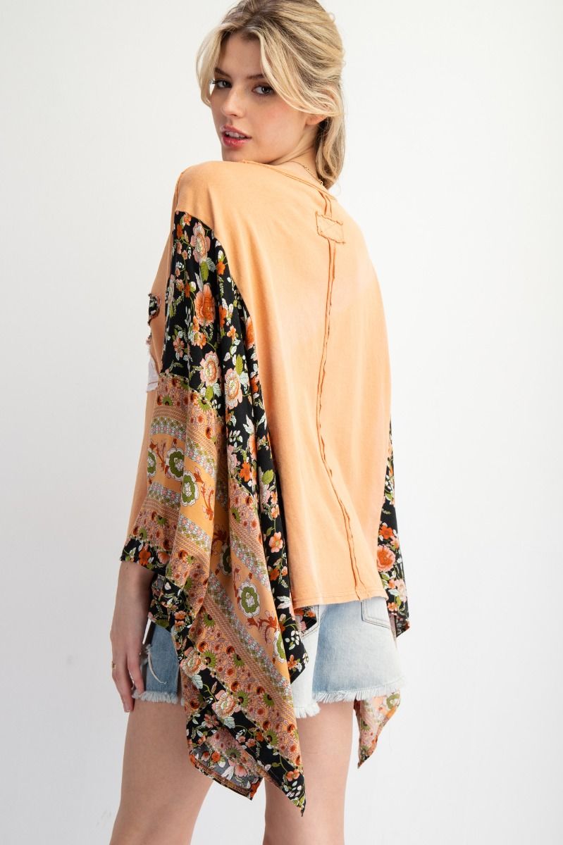 Terracotta Print Mix Poncho