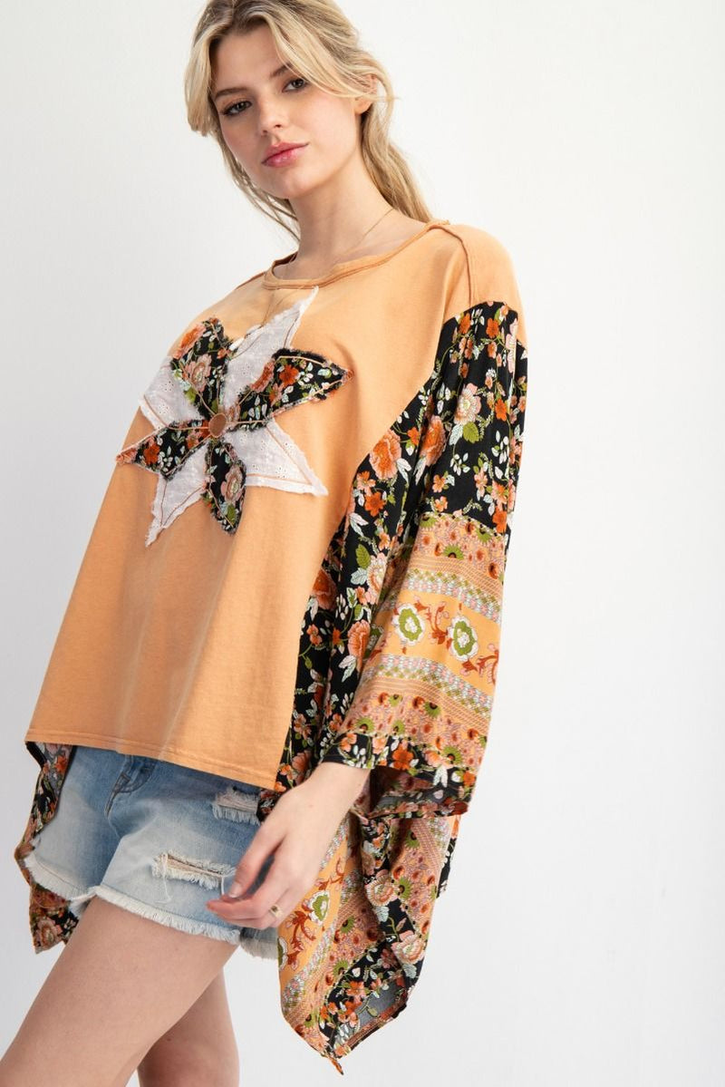 Terracotta Print Mix Poncho