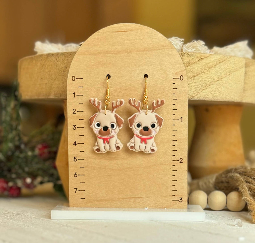 Clayhouse Colours Christmas Dog Earrings    