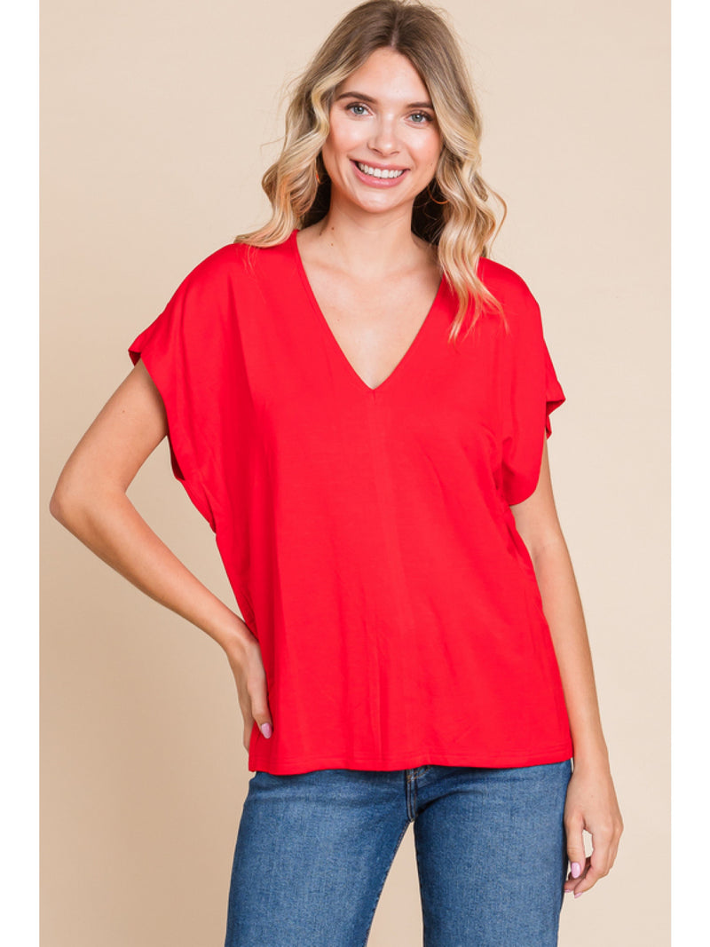 Red Dolman Sleeve Top