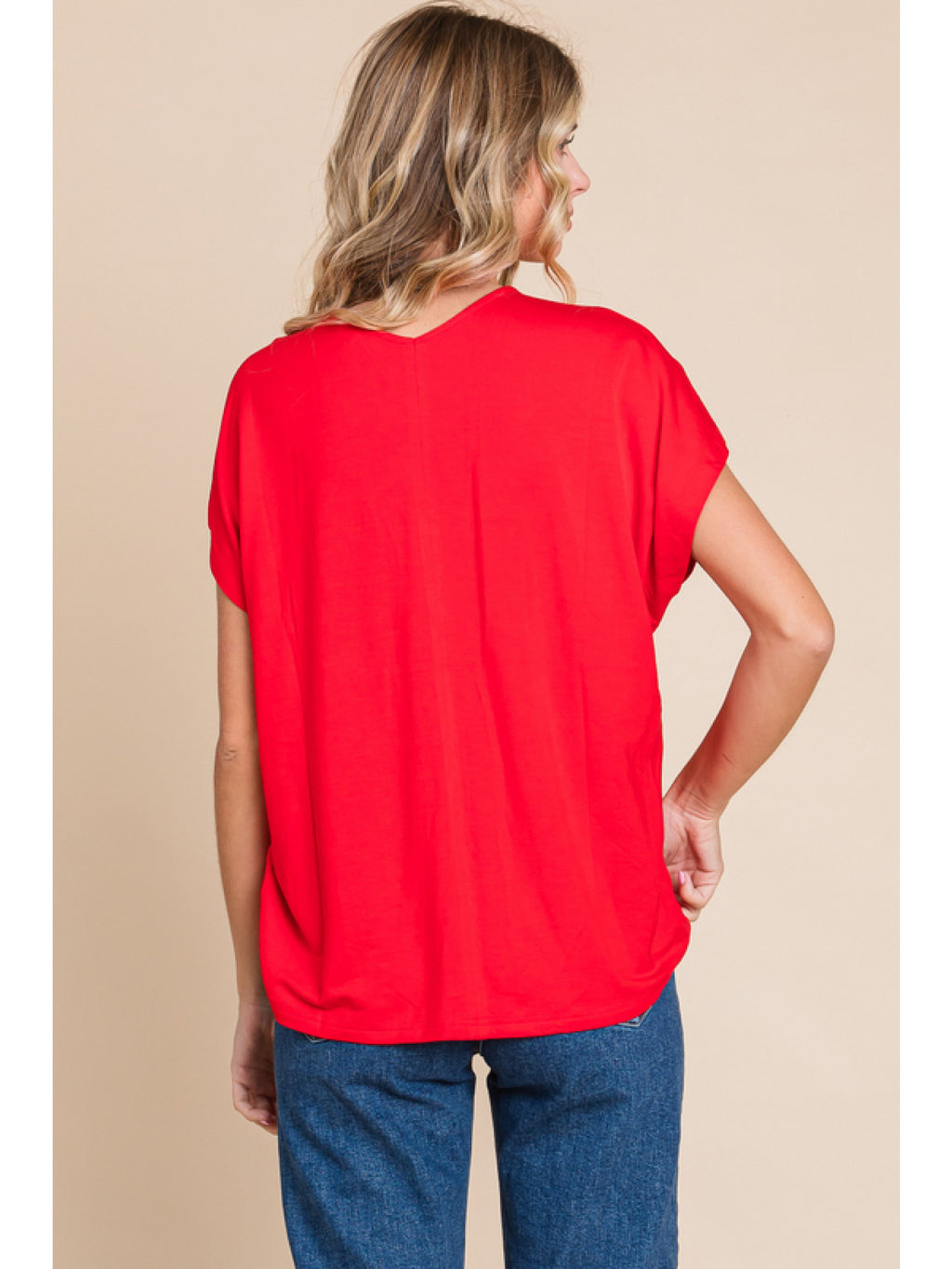 Red Dolman Sleeve Top