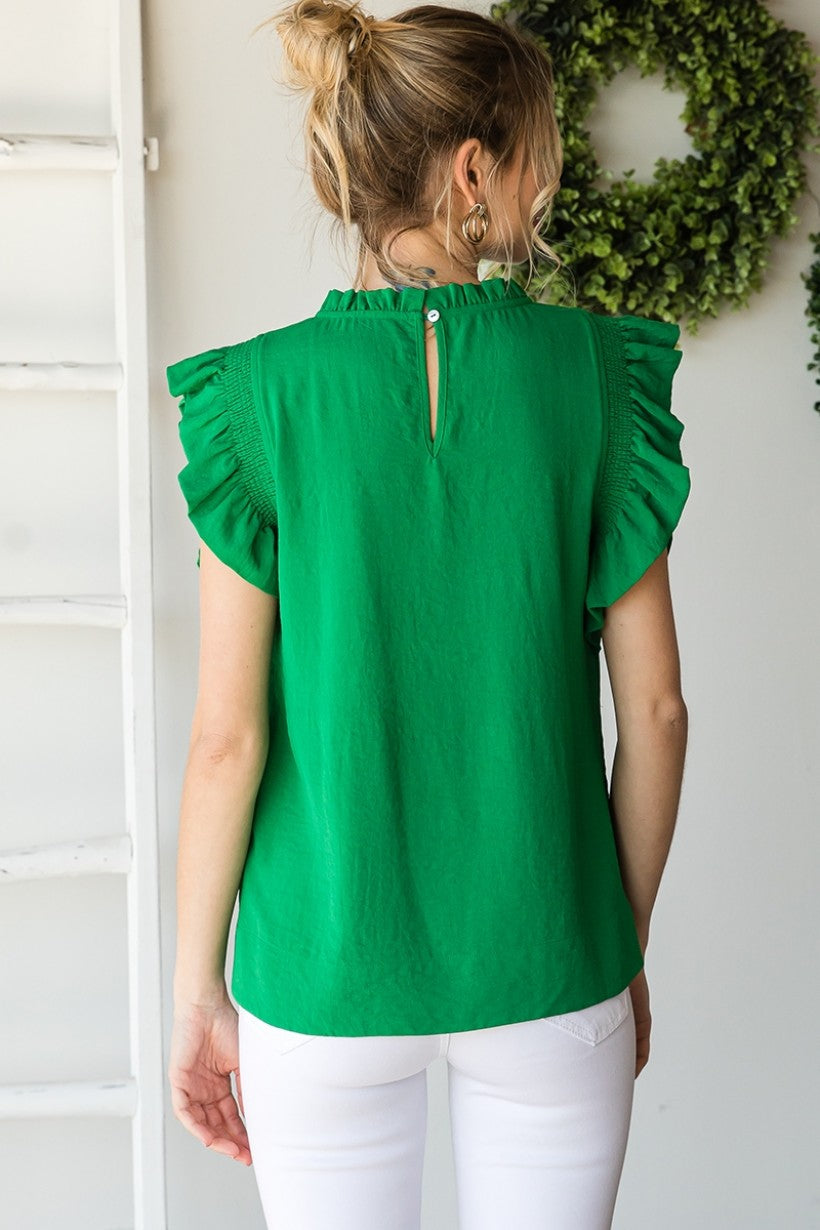 Kelly Green Frill Neck Top