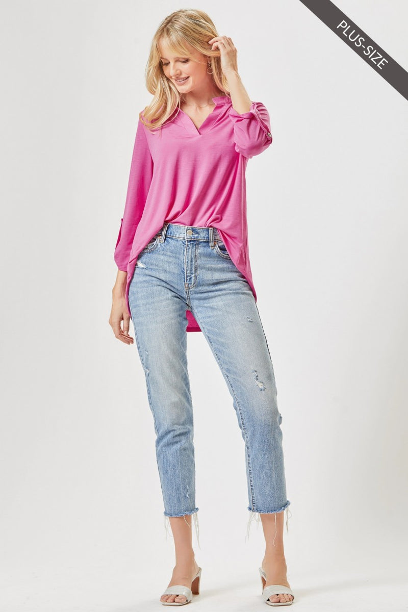 Dear Scarlett Solid Magenta Lizzy Top