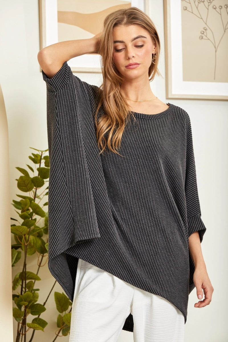 Easy Ribbed Tunic - Charcoal