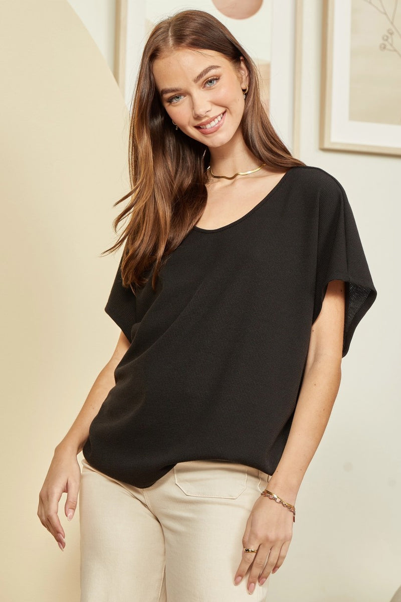 Andree Black Dolman Sleeve Casual Top