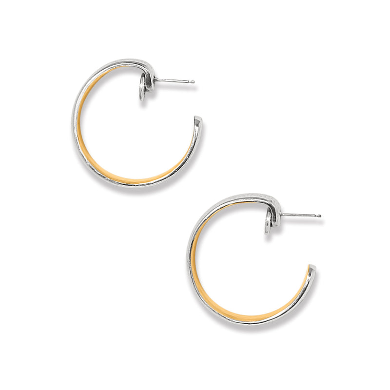 Brighton Ferrara Entrata Moon Small Hoop Earrings Silver-Gold JA0093