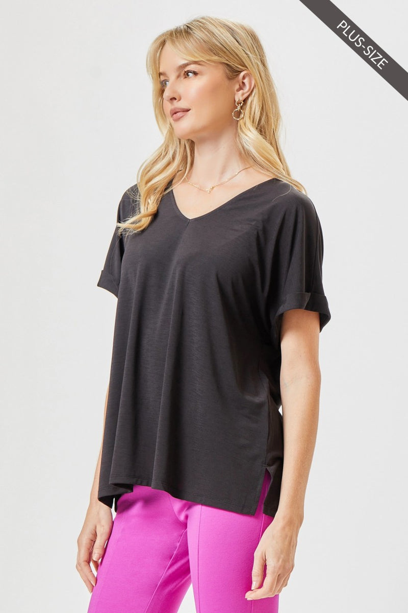 Andree Wrinkle Free VNeck Top - Black